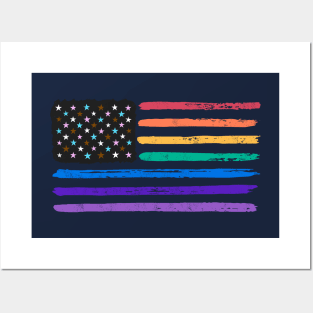 Pride-Spangled Banner - Rainbow Pride US flag - LGBTQ - Stars and Stripes Posters and Art